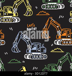 Construction Seamless Pattern Vector Set Stock Vector