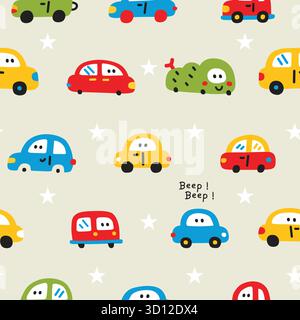 Car and Bus Design Pattern Set Stock Vector