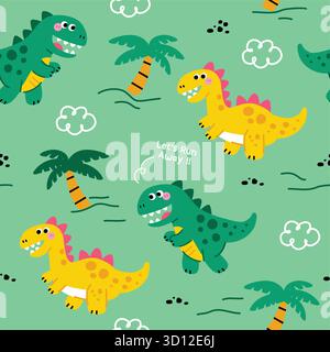 dinosaurs cute pattern seamless vector set Stock Vector