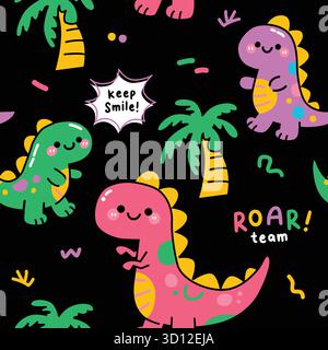 dinosaurs cute pattern seamless vector set Stock Vector