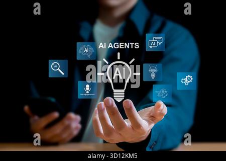 AI Brain Interface Futuristic Technology Concept Stock Photo