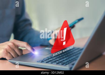 Cybersecurity, System warning hacked alert, Protection against personal data hacking Stock Photo