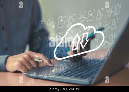 Cloud Computing and Data Transfer Concept Stock Photo