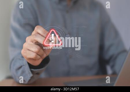 Cybersecurity, System warning hacked alert, Protection against personal data hacking Stock Photo