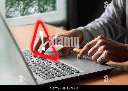 Cybersecurity, System warning hacked alert, Protection against personal data hacking Stock Photo