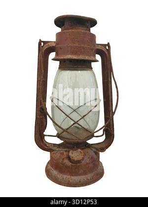 Vintage gas lamp with glass globe and rusty iron frame Stock Photo