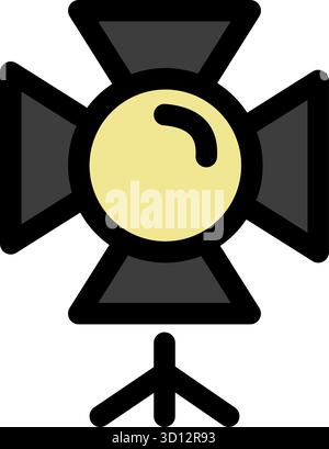 This icon depicts a studio spotlight on a tripod- ideal for photography and photo studio related projects. It's a simple- yet professional graphic for Stock Vector