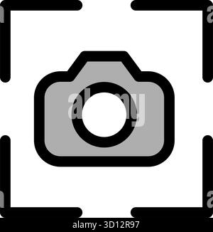 This vector icon depicts a camera lens inside a focus frame- perfect for photography-related apps or websites. It's a clean- simple design ideal for p Stock Vector