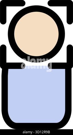 This icon represents facial recognition technology used in photography studios- ideal for photo editing and organization. It's perfect for websites an Stock Vector