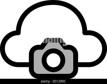 This icon represents cloud-based photo storage. It's perfect for websites or apps related to photography, image backup, and online photo albums. Ideal Stock Vector