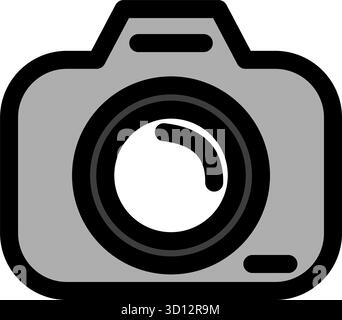 This simple yet detailed DSLR camera icon is perfect for photography-related projects. It represents professional cameras and studio equipment. Ideal Stock Vector
