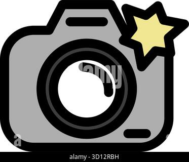 A vector illustration of a camera with a flash activated- Ideal for photography websites, apps, or marketing materials. This simple and clean icon rep Stock Vector