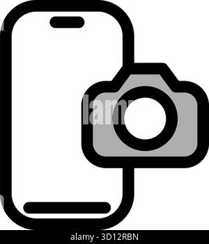 This modern icon depicts a smartphone with a camera overlay- ideal for photography apps, websites, and mobile device interfaces. It represents mobile Stock Vector