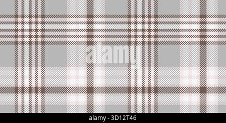 A seamless tartan plaid pattern featuring soft grey, brown, and white tones. Perfect for textile design, fashion, home decor, and creative projects wi Stock Vector