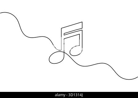 Simple black music notes one line art modern minimalist design illustration Stock Vector