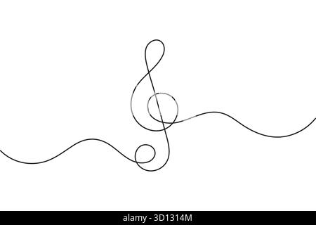 Simple black music notes one line art modern minimalist design illustration Stock Vector