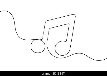 Simple black music notes one line art modern minimalist design illustration Stock Vector