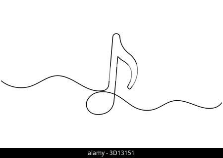 Music notes one line drawing minimalist vector illustration on white background Stock Vector