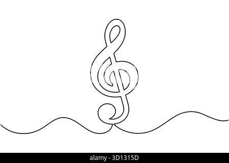 Music notes one line drawing minimalist vector illustration on white background Stock Vector