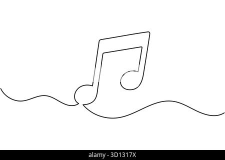 Music notes one line drawing minimalist vector illustration on white background Stock Vector