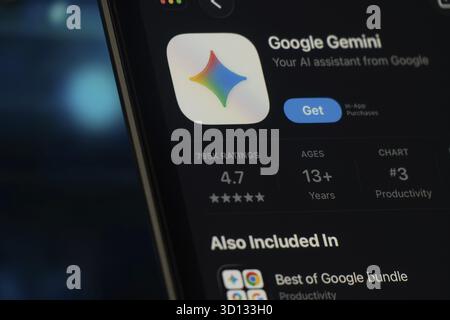 Dhaka, Bangladesh- 24 Oct 2025: A iPad screen displaying the Google Gemini app on App store Stock Photo