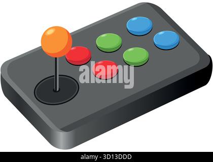 Cartoon video game joystick or arcade controller isolated on a white background Stock Vector