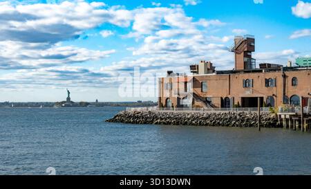 Brooklyn, New York, United States, Panoramic View of Red Hook Waterfront. Stock Photo