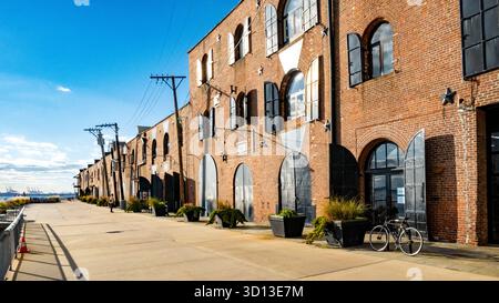 Brooklyn, New York, United States , Historic Industrial Brick Building in Red Hook Stock Photo