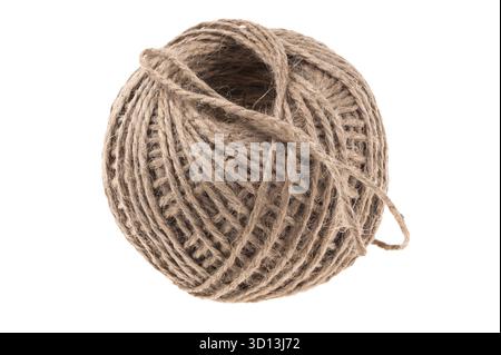 Ball of jute rope isolated on white background Stock Photo