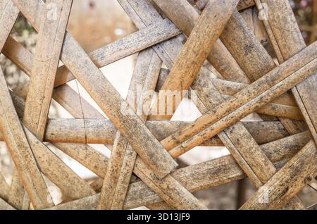 Brown and yellow rattan texture background with nobody Stock Photo