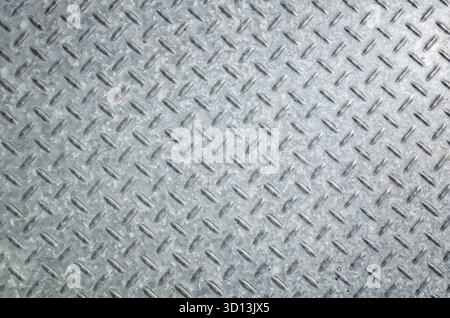 Background of metal diamond plate in silver color Stock Photo