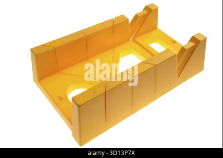 Yellow plastic mitre box for smooth angles Stock Photo