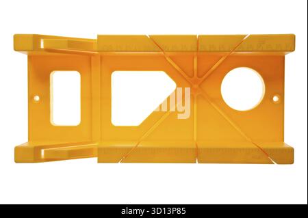 Yellow plastic mitre box for smooth angles Stock Photo