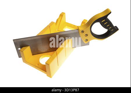 Yellow plastic mitre box for smooth angles Stock Photo