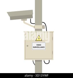 Outdoor CCTV Video Surveillance System Mounted on Vertical Pole Stock Vector