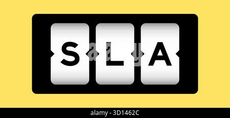 Black color in word SLA (Abbreviation of Service level agreement) on slot banner with yellow color background Stock Vector