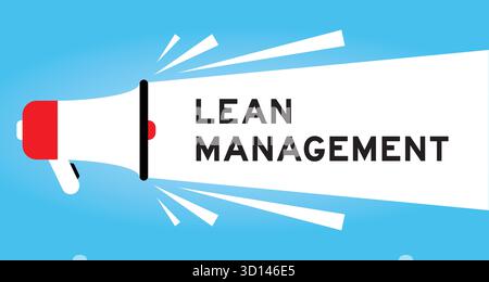 Color megaphone icon with word lean management in white banner on blue background Stock Vector