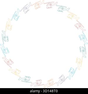 Helicopter simple frame. Simple stylish childish empty template. Simple elements for design, invitations Stock Vector