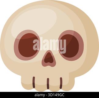 Cute cartoon skull. Hand drawn trendy flat style isolated illustration in Halloween style. Perfect for holiday decor, stickers, party invitations, and spooky design. Vector illustration Stock Vector
