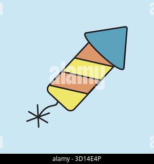 A dynamic icon of a festive firework rocket with a lit fuse, ready to launch. This illustration is perfect for conveying excitement, celebration, and Stock Vector