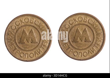 Object on white - Moscow metro token Stock Photo