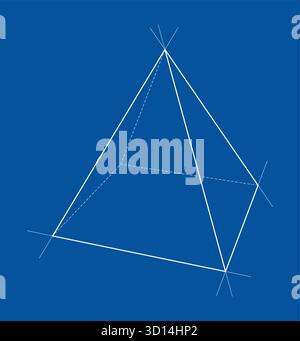 Geometric Pyramid on Blue Background Stock Vector