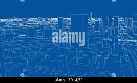 Futuristic City Blueprint Stock Vector