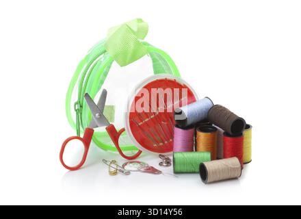 Road set for sewing isolated on white background Stock Photo