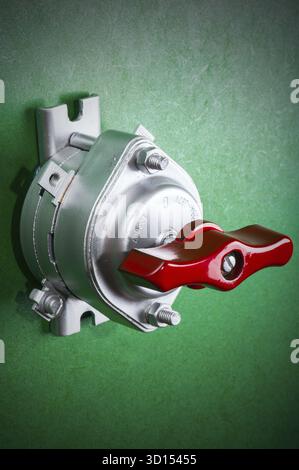 Tool on green - chrome retro toggle switch Stock Photo