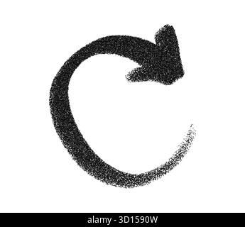 Circular spray paint arrow vector in grunge graffiti style. Hand drawn loop arrow with textured stroke, symbol for recycle, repeat, navigation and Stock Vector