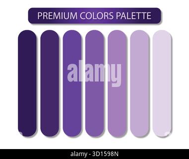 Premium purple color palette shades lavender violet design scheme inspiration Stock Vector