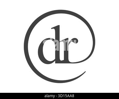 DR logo from two letter with circle shape email sign style. D and R round logotype of business company for brand identity. Stock Vector