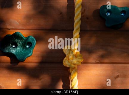 A nylon rope in a knot Stock Photo
