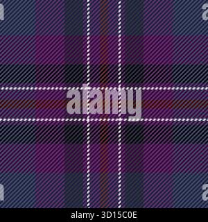 Detailed tartan pattern with rich purple, blue and brown hues. Ideal for backgrounds, textiles, or representing heritage and classic design. Stock Vector